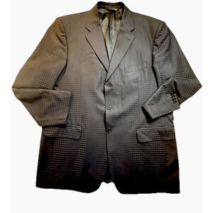 Luciano Carreli Italy Men 48R Checker Black Blazer 100% Wool Money Dressy Formal